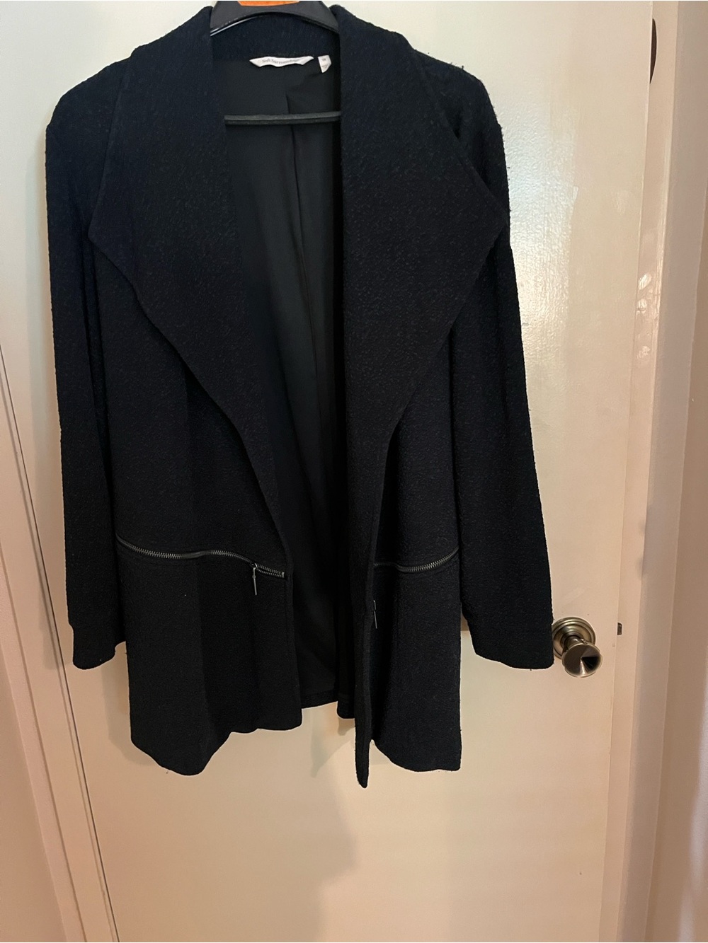 Soft Surroundings Black Open Draped Jacket with Zip Pockets